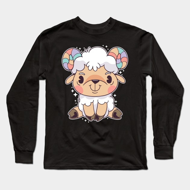 cute Aries funny cartoon Long Sleeve T-Shirt by Midoart